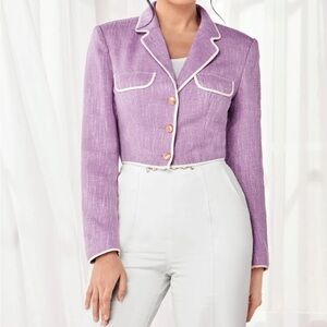 NWT Women's Purple Blazer with White Trim Size L